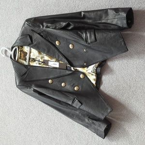 Gil Santucci Double Breasted Lambskin Leather Blazer
